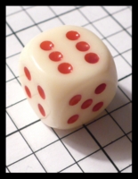 Dice : Dice - 6D Pipped - Ivory with Red Pips - FA collection buy Dec 2010
